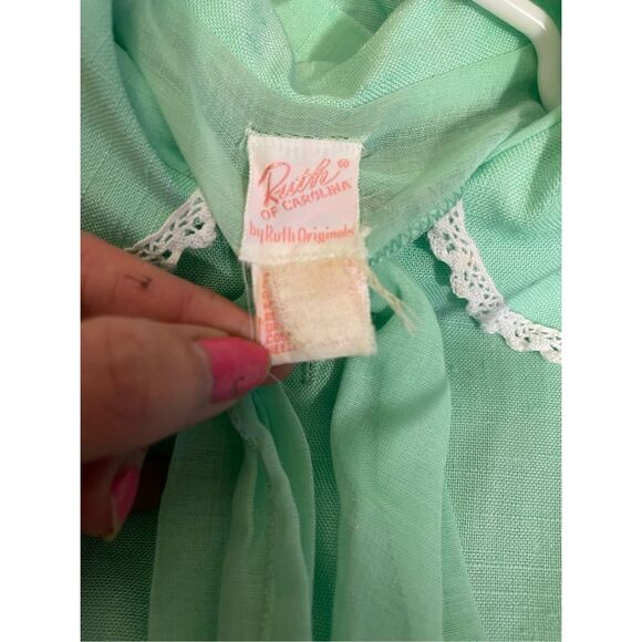 Vintage Ruth of Carolina Green Dress by Ruth Originals Embroidered Flowers Sz 5/ - Picture 10 of 10
